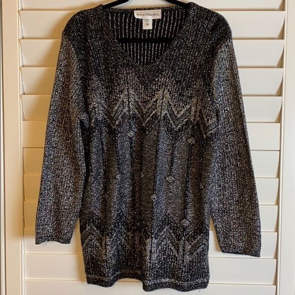 Norton McNaughton black silver shimmer sweater - Picture 11 of 13